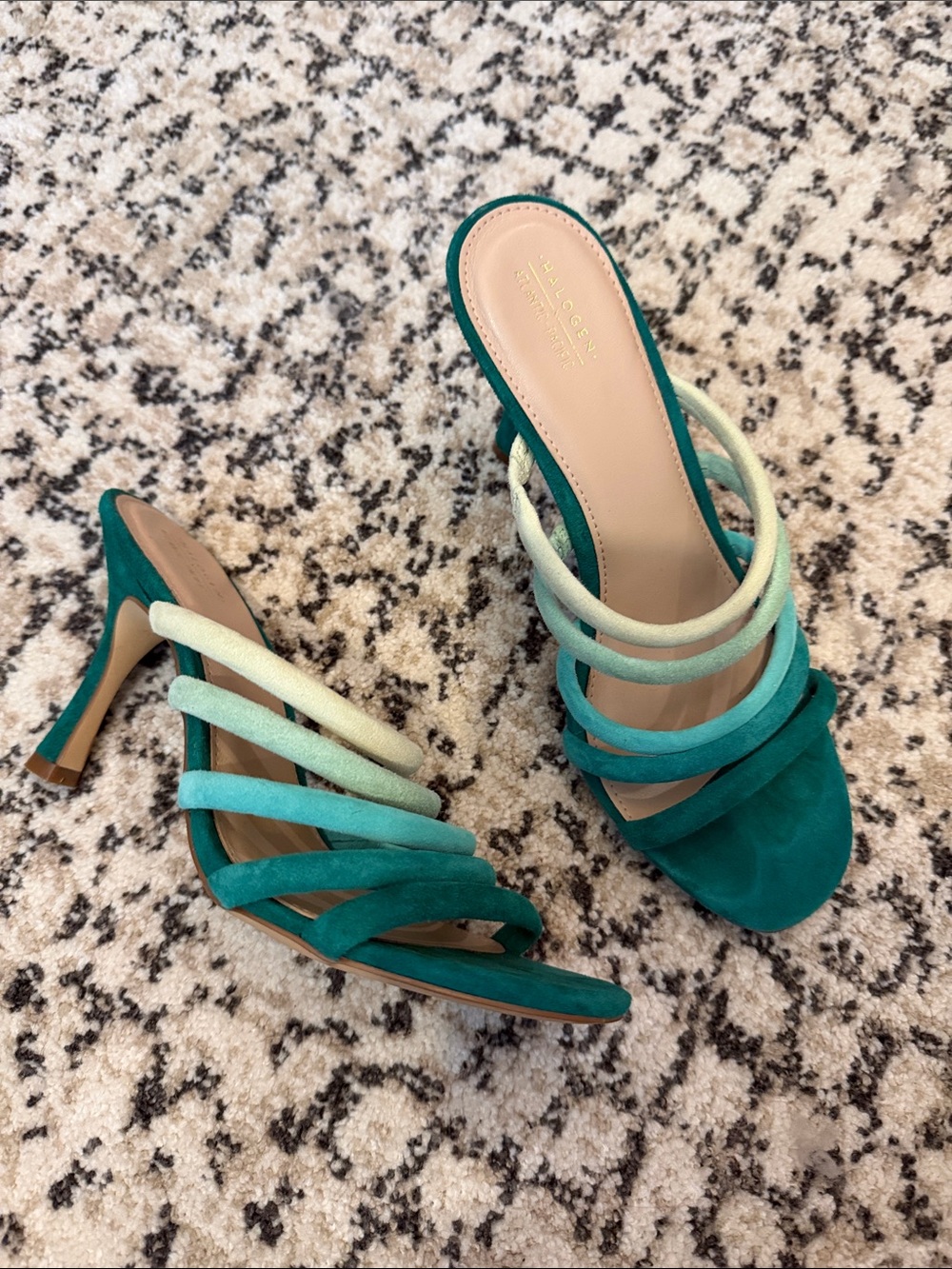 Halogen x Atlantic-Pacific Teal and Mint Ombre Strappy High Heel Sandals